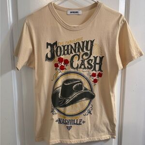 Daydreamer LA Johnny Cash The Fabulous Ringer Tee Short Sleeve Graphic Small